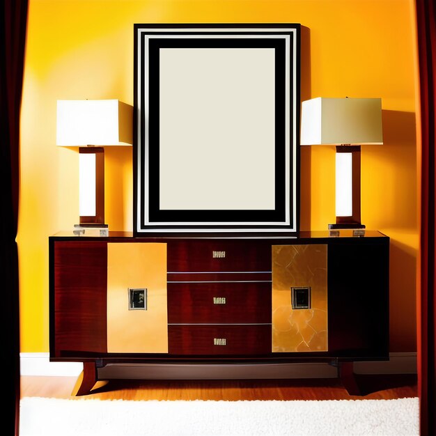 Room interior with template for a picture Mockup AI