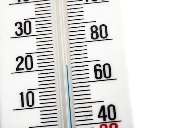 Room mercury thermometer on a white background closeup