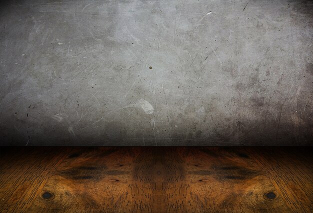 Room perspective,cement wall and wooden ground,grunge