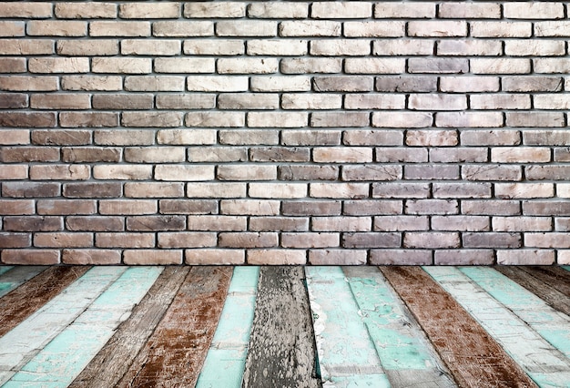 Room perspective,Grunge Brick wall and wood ground