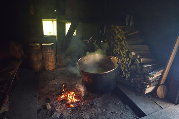 Photo room used for production and smoking of cheese in a farm