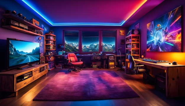 A room of video games room design landscape wallpaper