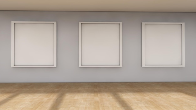 Room and Wall with three frames