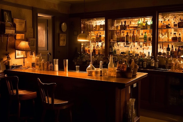 Room with Bar and OldFashioned Drinks for Social Event