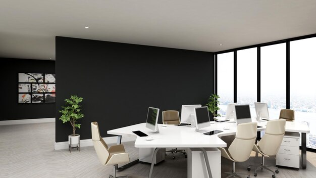 a room with a black wall that says  no one is sitting at it