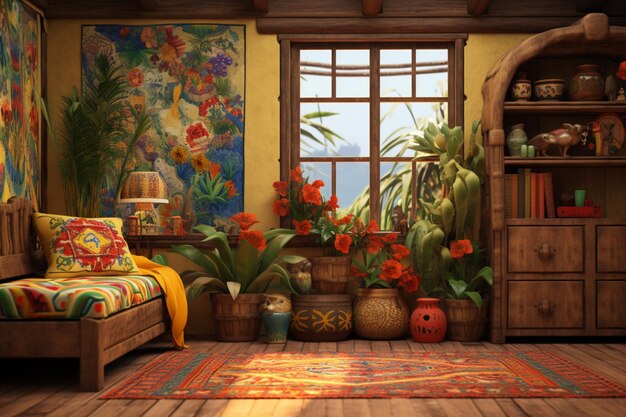 Room with Brazilian folklore design