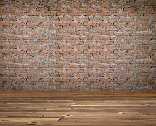 Room with brick wall and wooden floor