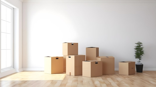 A room with a bunch of boxes on the floor