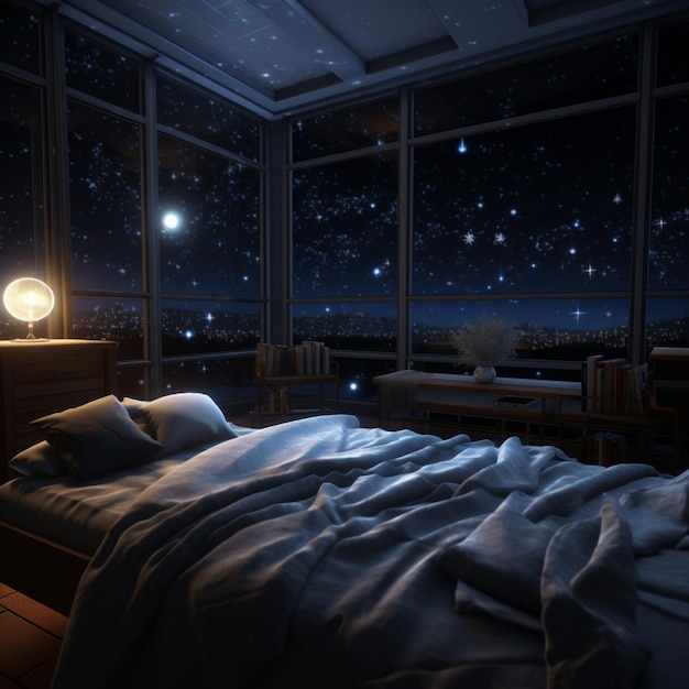 Photo a room with a celestial view