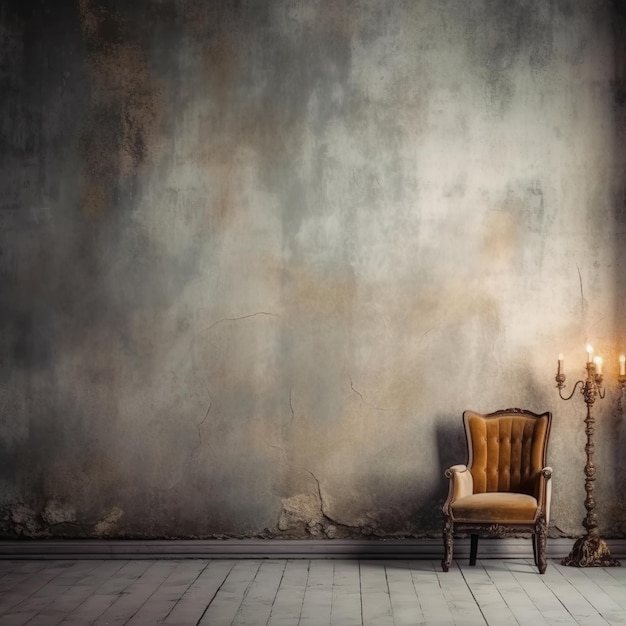 A room with a chair and a candle