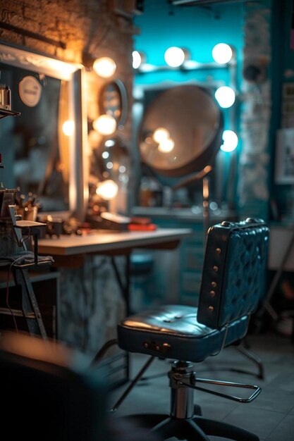 Photo a room with a chair and a mirror