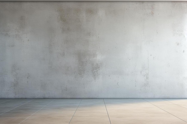 a room with a concrete floor and a large white wall with a large floor.