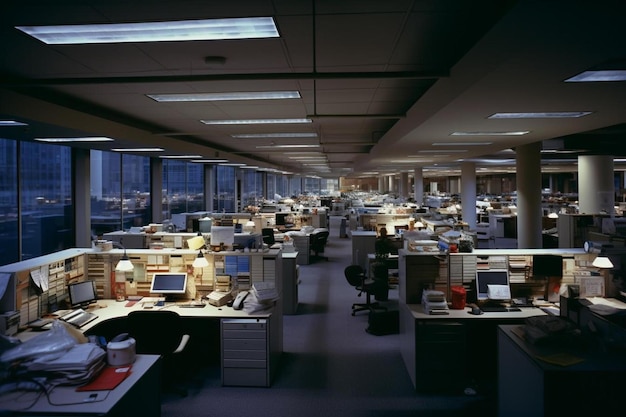 a room with a desk and a computer on the top of it