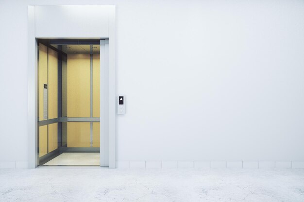 room with elevator and clean wall