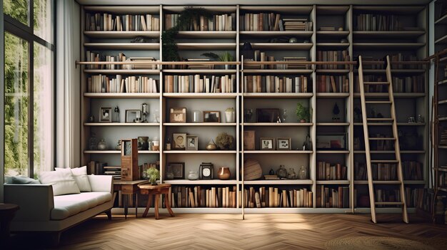 Room with Ladder and Bookshelf A Perfect Stock Image for Home Organization