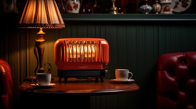 Photo a room with a lamp and a radiator