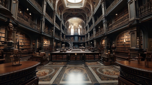 Photo a room with a large ceiling and a clock on the top