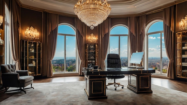 Photo a room with a large window that has a large window that says  the name  on it