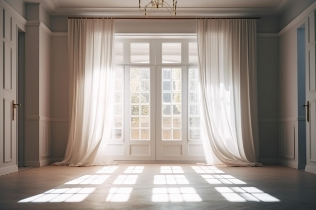 A room with a large window