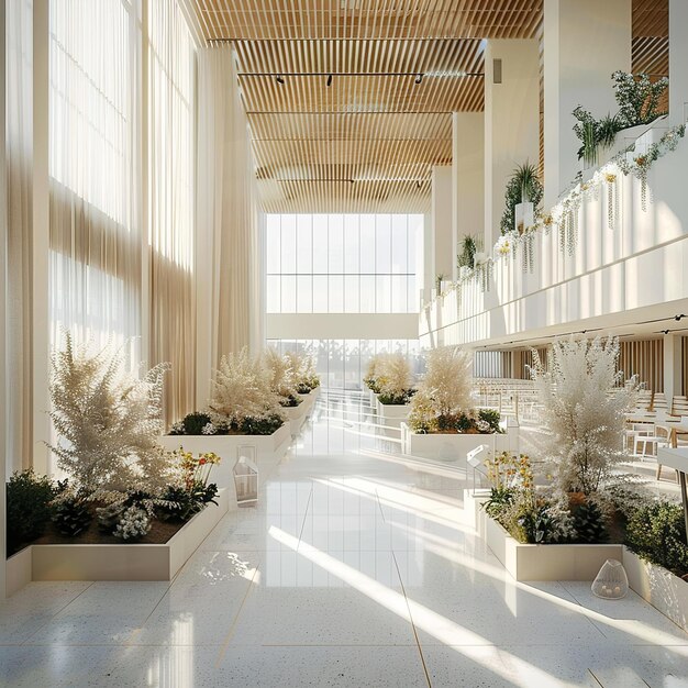 a room with a lot of plants and flowers on the floor