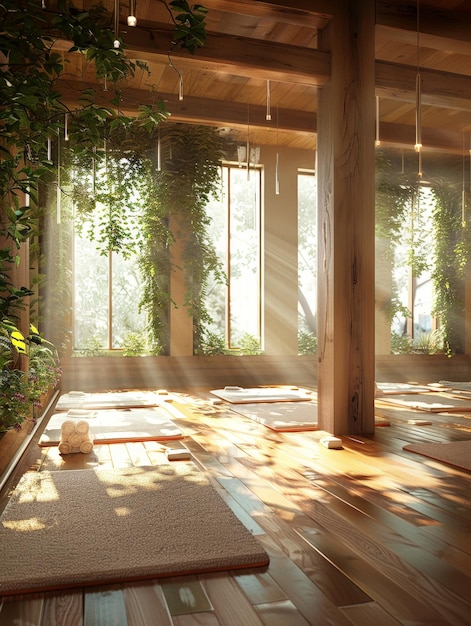 Foto una stanza con un sacco di piante e un sacco di luce solare