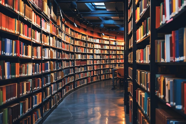 a room with many books on the shelves