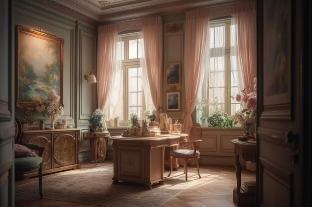 Premium AI Image | A room with a painting on the wall