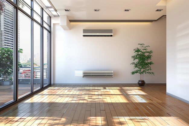 Photo a room with a plant and a plant on the floor