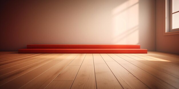 A room with a red floor and a white wall