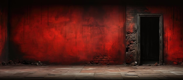 Room with red wall and black door