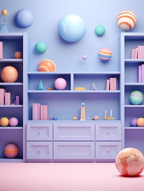 Photo a room with a shelf with a lot of toys and a space for toys