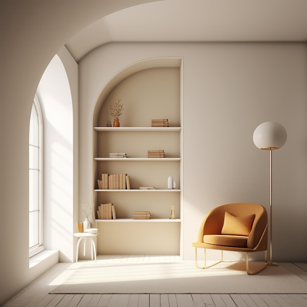 A room with a shelf