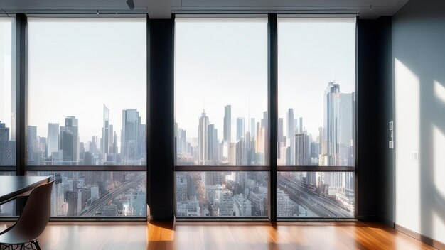 A room with a view of the city skyline