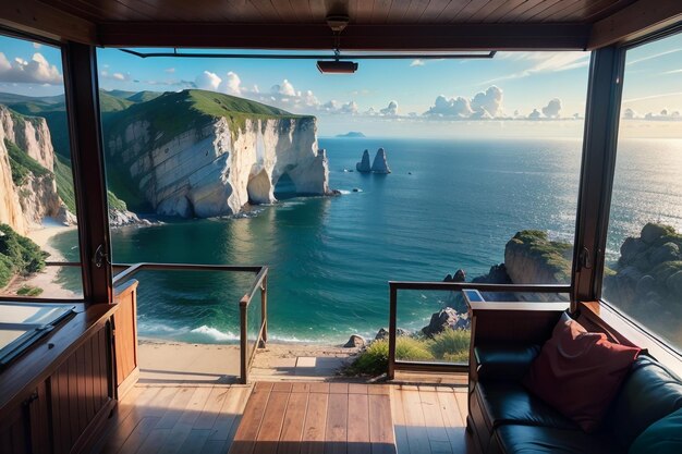 A room with a view of the cliffs and the sea