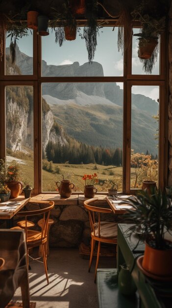 A room with a view of the mountains