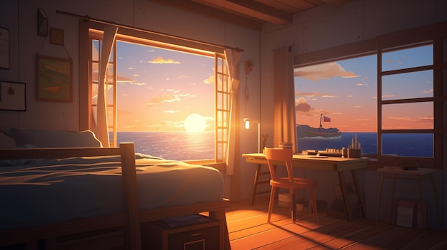 A room with a view of the sea and the sun