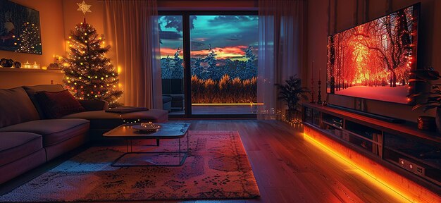 a room with a view and a view of a sunset