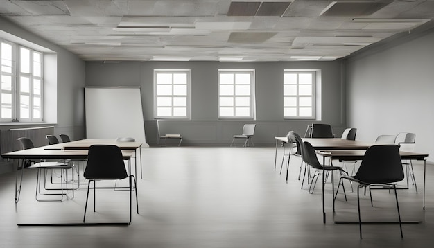 a room with a white board that says  conference