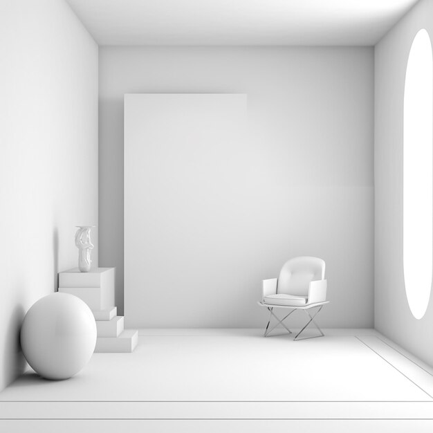 Photo a room with a white chair and a white chair