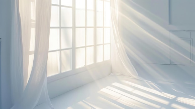 Room With White Curtain and Window Simple and Bright Interior Design