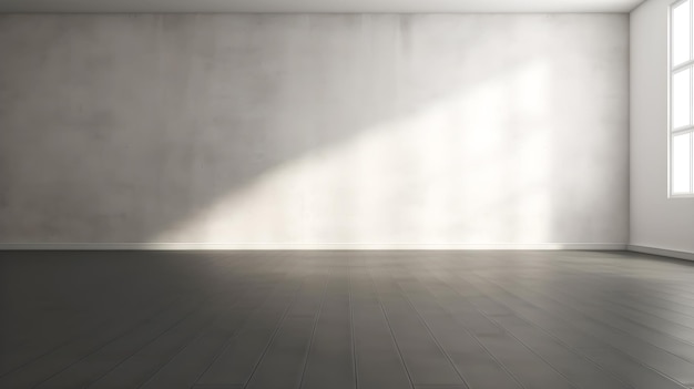 A room with a white wall and a black floor