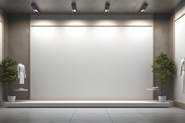 a room with a white wall and a plant on the floor