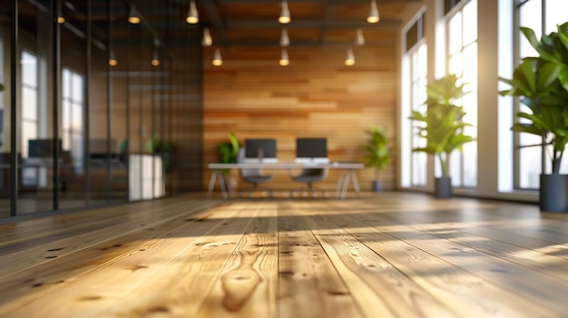 a room with a wooden floor and a computer on the desk