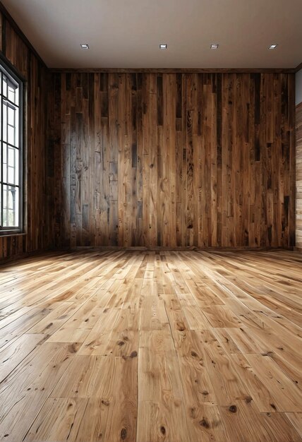 a room with wooden walls and flooring