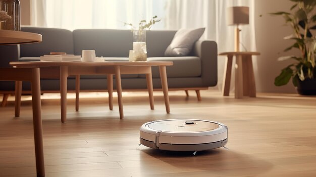 Roomba op de vloer in een woonkamer