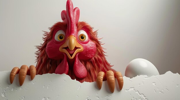 Photo the rooster is a businessman with an egg 3d illustration