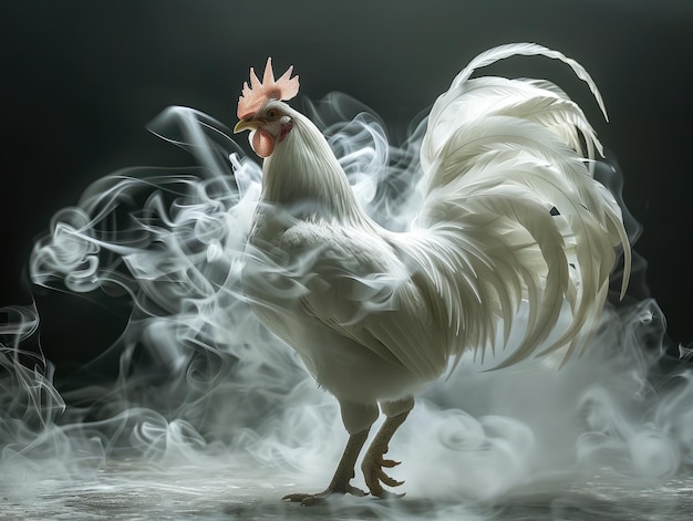 Photo a rooster made of smoke according to the chinese zodiac sign of the 12 zodiac animals