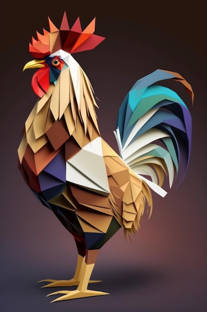 Rooster in the old style of painting Beautiful illustration picture Generative AI