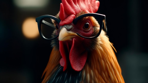 Rooster Wearing Sunglasses with Space for Copy Generative AI