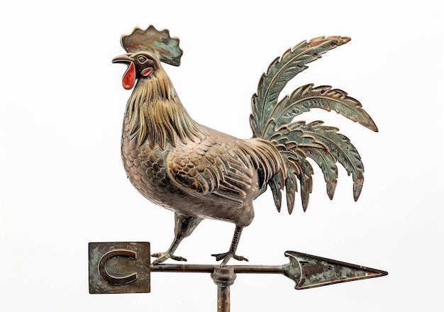 Rooster Weather Vane On White Background